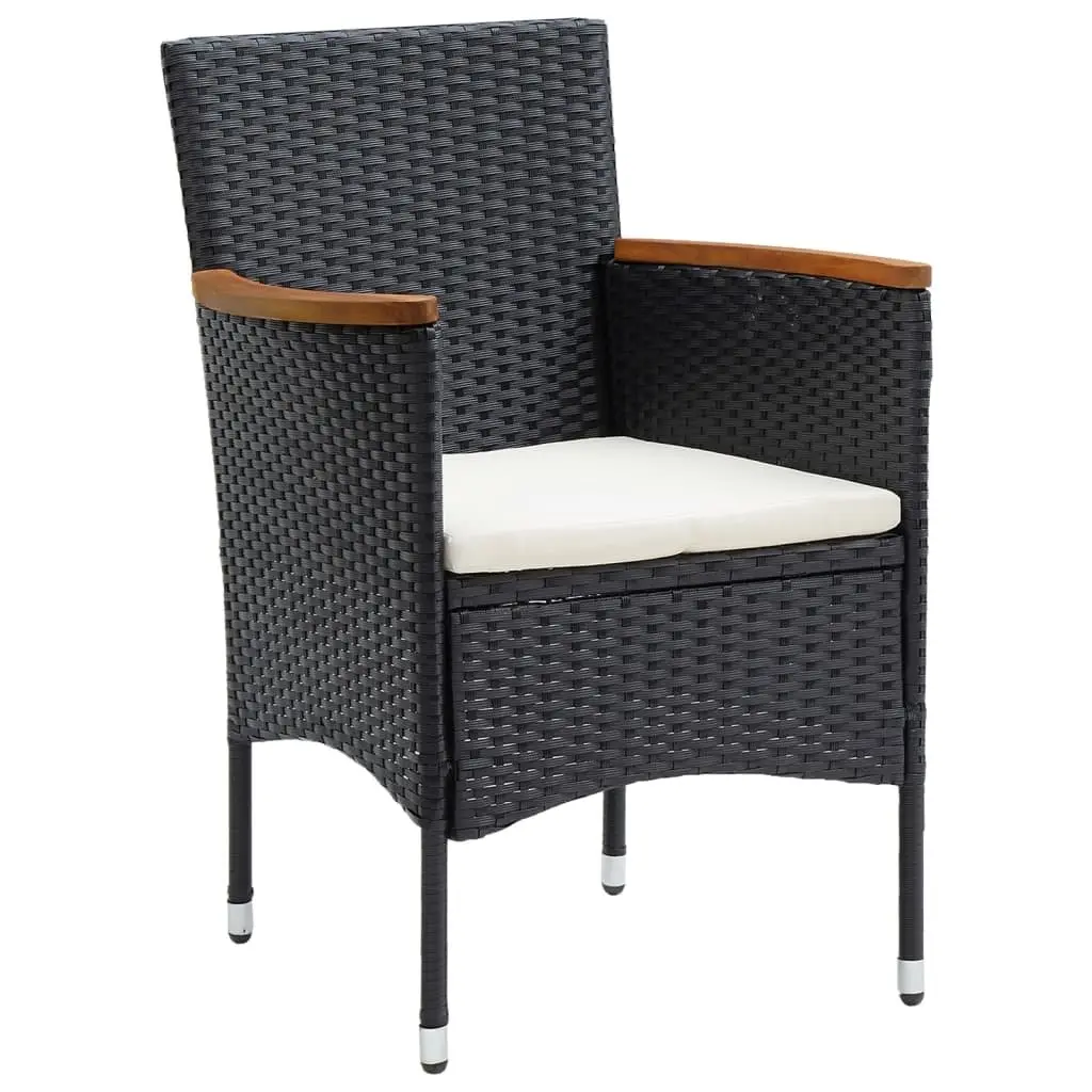 Garden Dining Set 5 Piece Outdoor Furniture Black Rattan Table Chairs Cushions