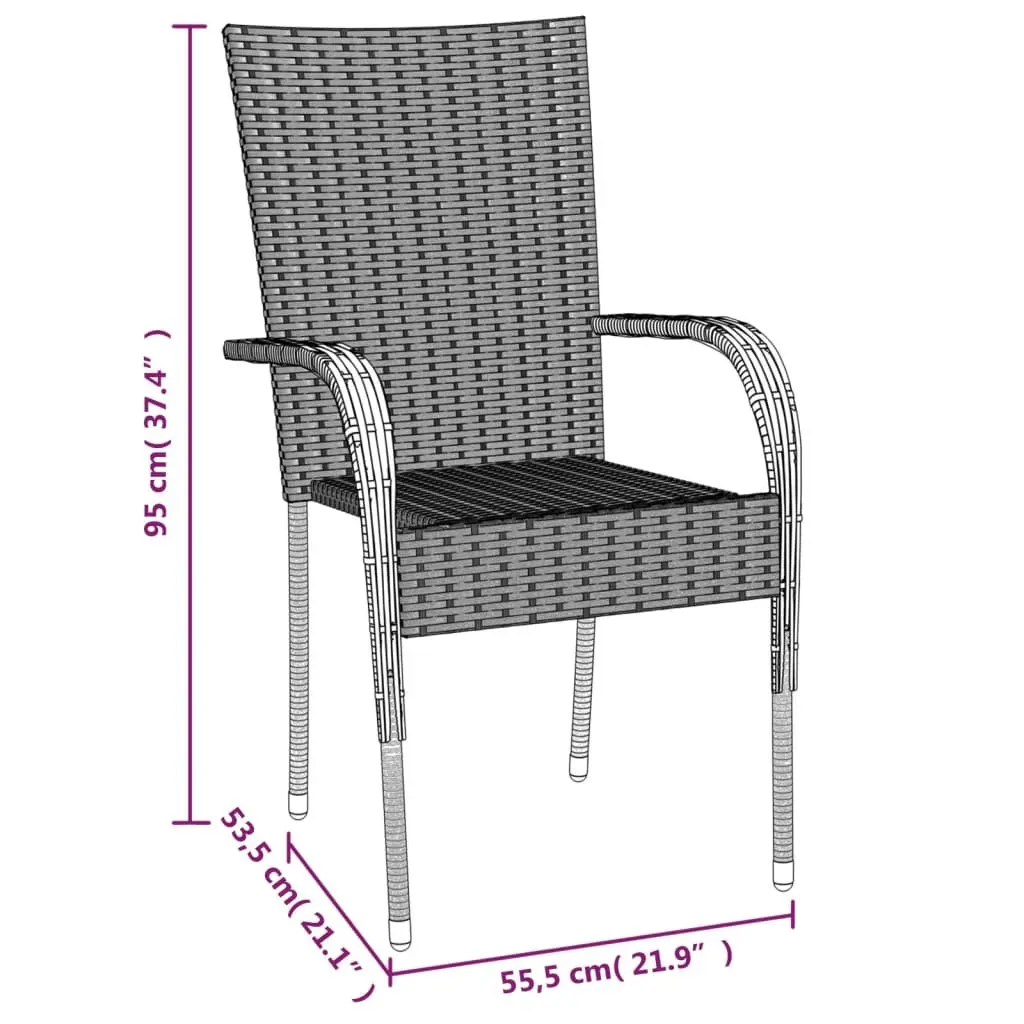 7 Piece Outdoor Dining Set Black Poly Rattan Garden Furniture Patio Table Chairs