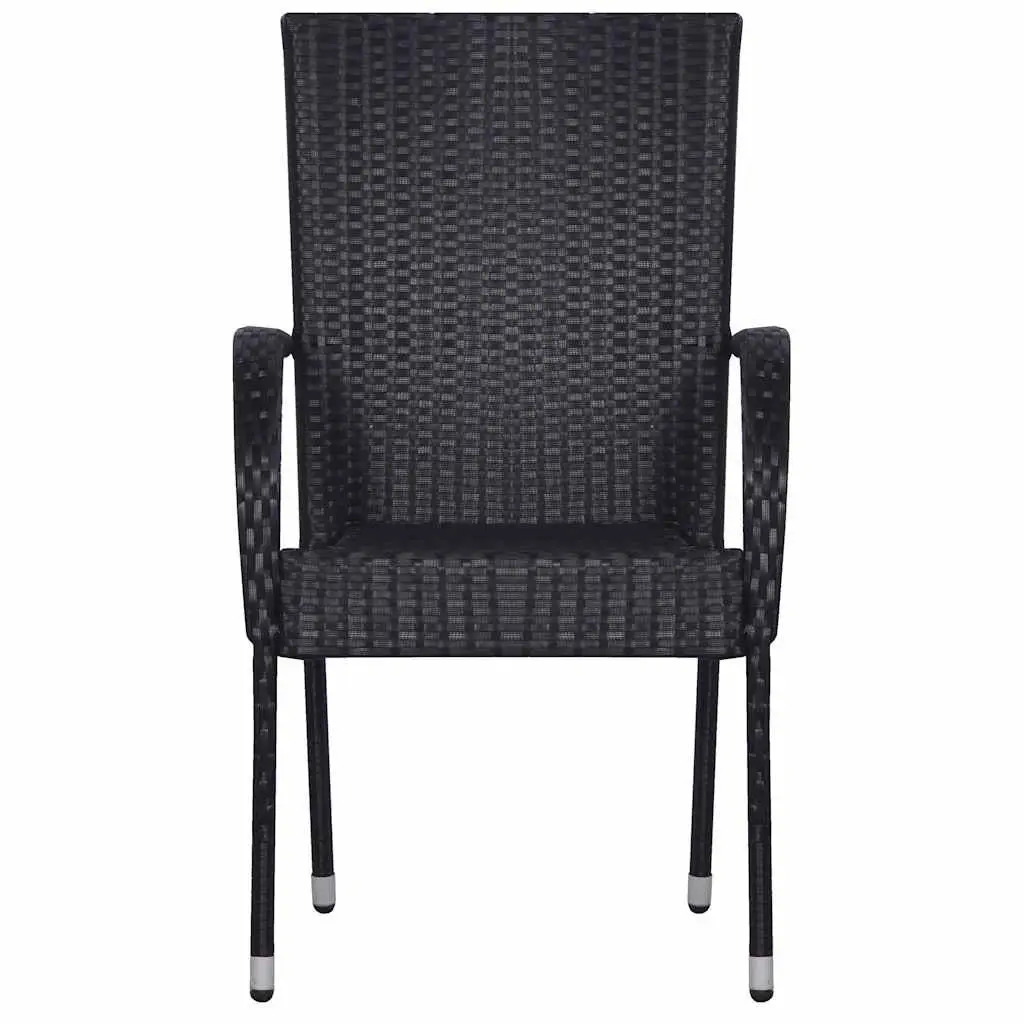 Outdoor Dining Set 5 Piece Garden Furniture Black PE Rattan Chairs Table