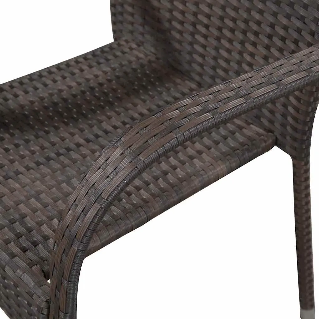 5 Piece Outdoor Garden Dining Set Brown Poly Rattan Chairs Table Furniture