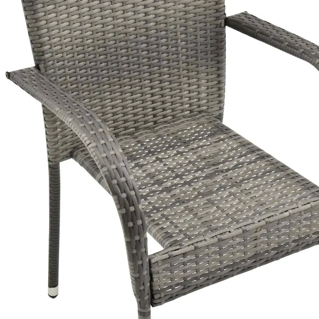 Garden Dining Set 5 Piece Outdoor Furniture Grey PE Rattan Steel Frame Tempered Glass Table Chairs