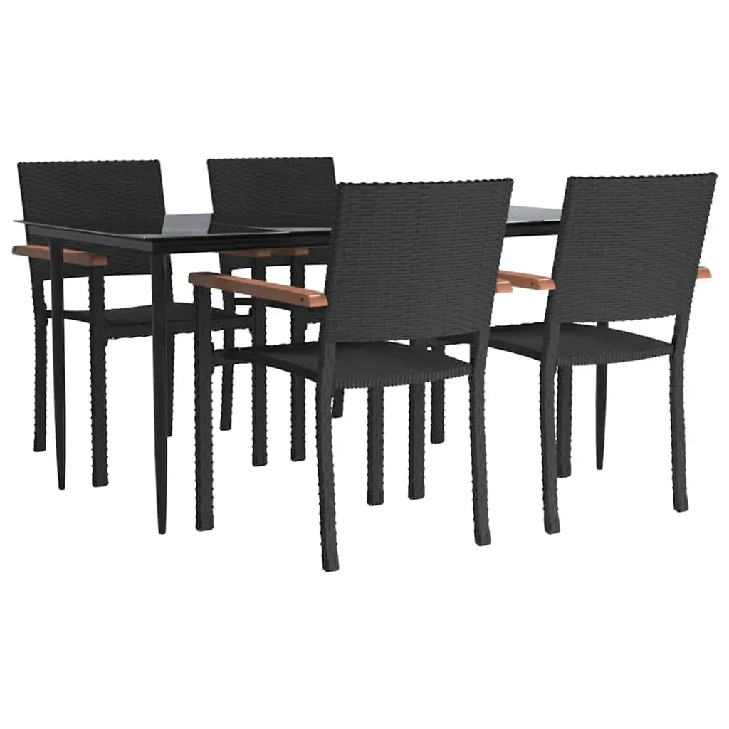 5 Piece Black Garden Dining Set Outdoor Patio Furniture with Chairs Table