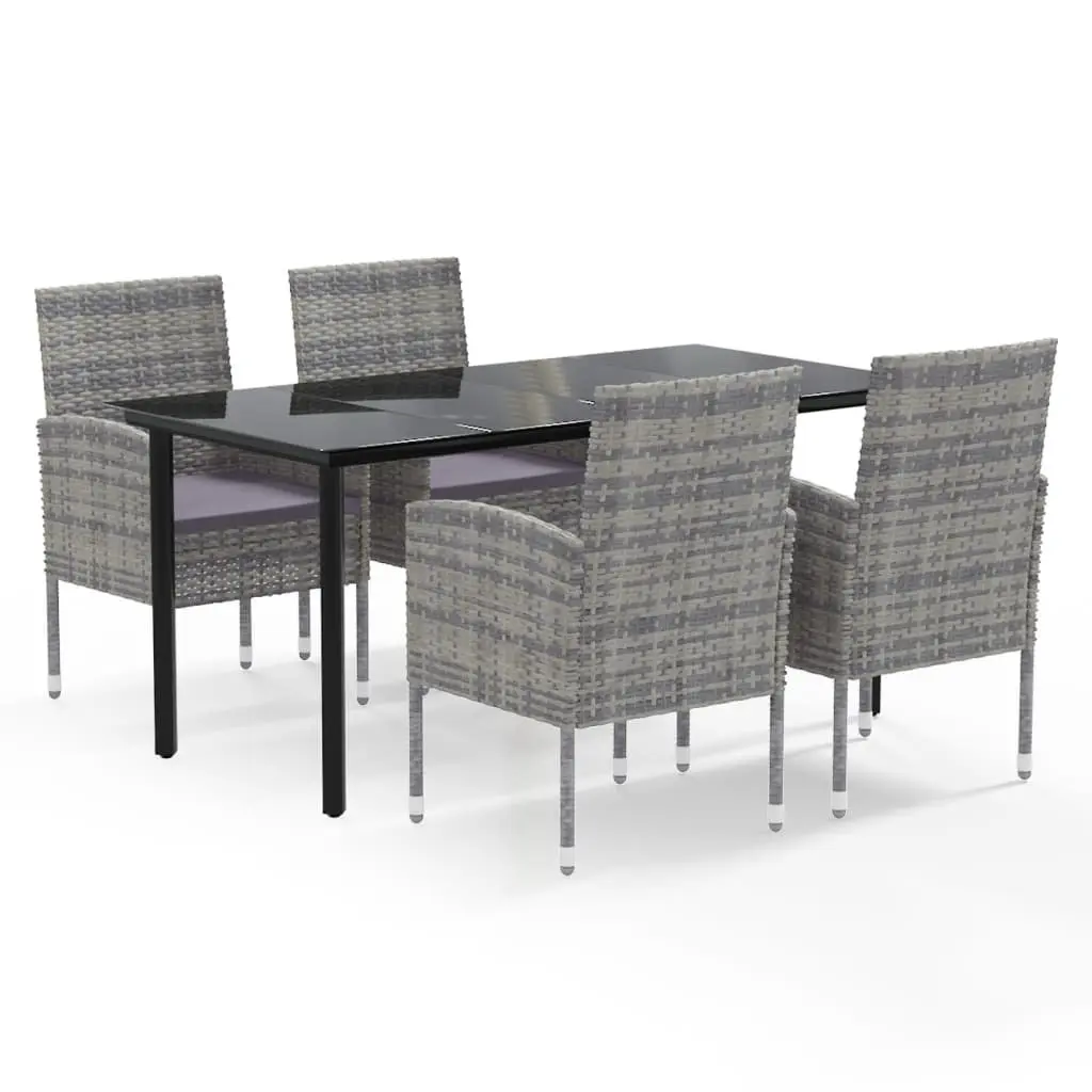 Outdoor Dining Set 5 Piece Garden Furniture with Cushions Anthracite Rattan