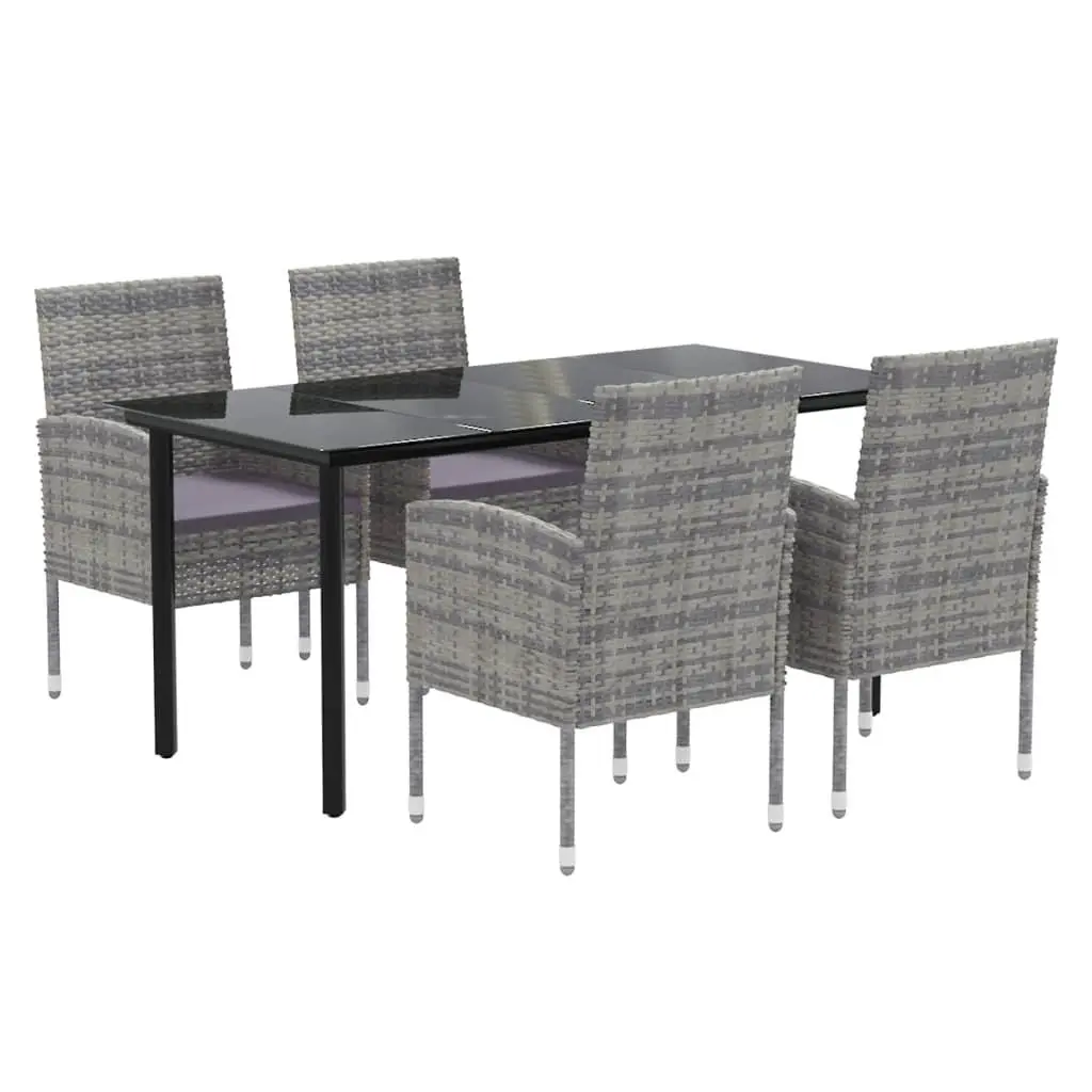 Outdoor Dining Set 5 Piece Garden Furniture with Cushions Anthracite Rattan