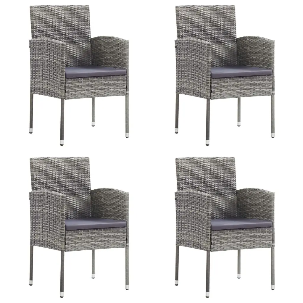 Outdoor Dining Set 5 Piece Garden Furniture with Cushions Anthracite Rattan