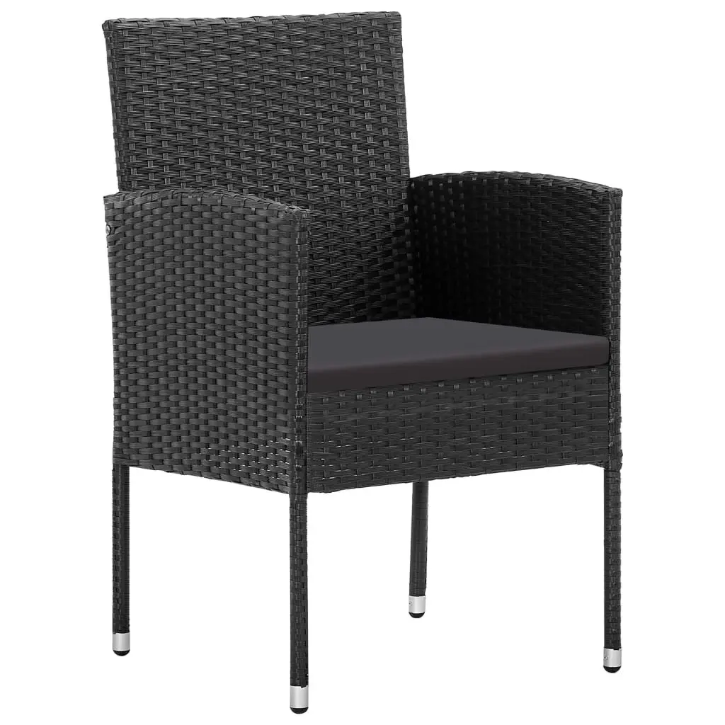 5 Piece Outdoor Dining Set Black Poly Rattan Garden Furniture Table Chairs