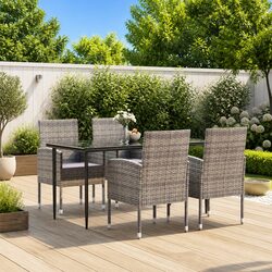 Outdoor Dining Set 5 Piece Garden Furniture Table Chairs Poly Rattan Anthracite