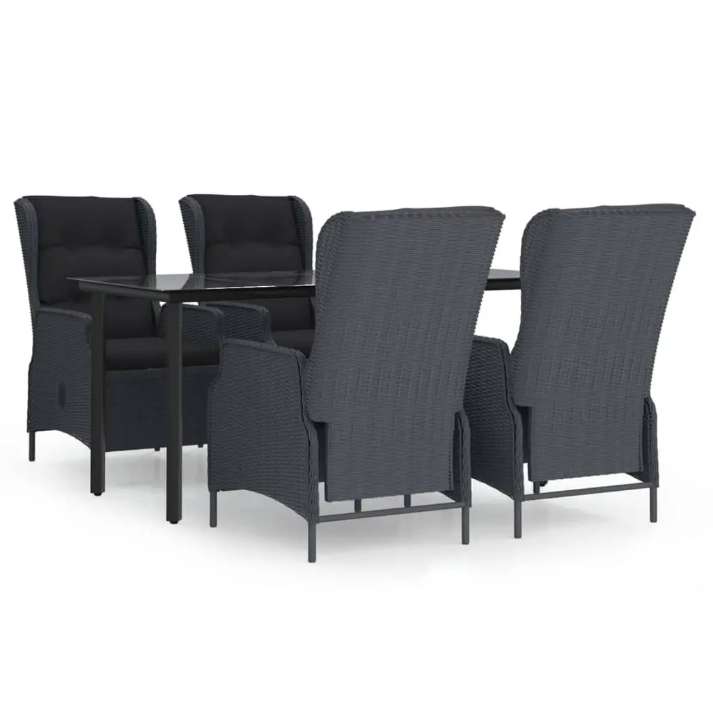 5 Piece Garden Dining Set Dark Grey Outdoor Furniture Patio Table Chairs