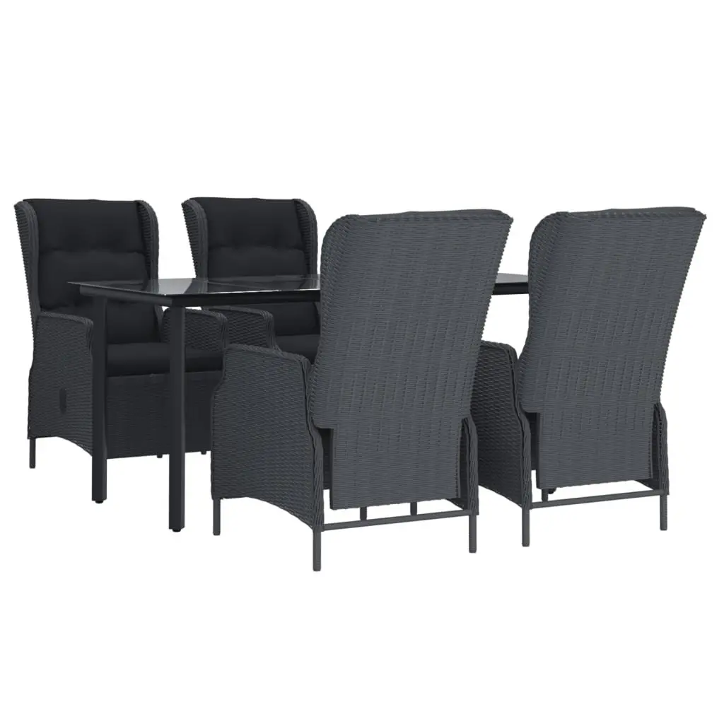 5 Piece Garden Dining Set Dark Grey Outdoor Furniture Patio Table Chairs
