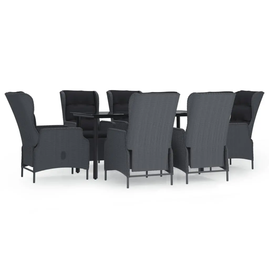 7 Piece Garden Dining Set Grey Poly Rattan Outdoor Patio Furniture Table Chairs