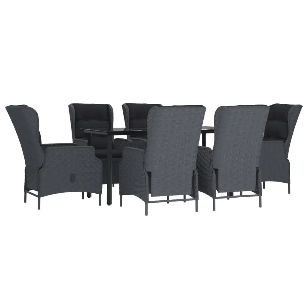 7 Piece Garden Dining Set Grey Poly Rattan Outdoor Patio Furniture Table Chairs