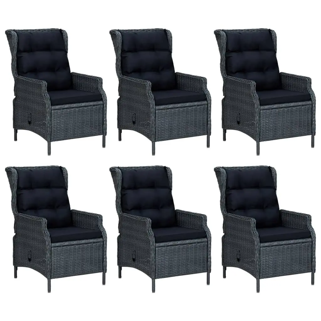 7 Piece Garden Dining Set Grey Poly Rattan Outdoor Patio Furniture Table Chairs