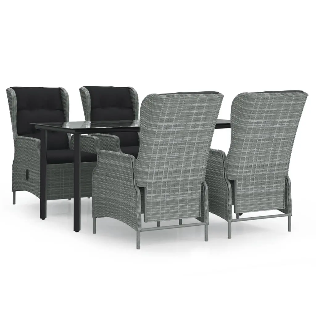 Garden Dining Set 5 Piece Outdoor Furniture Grey Poly Rattan Patio Table Chairs