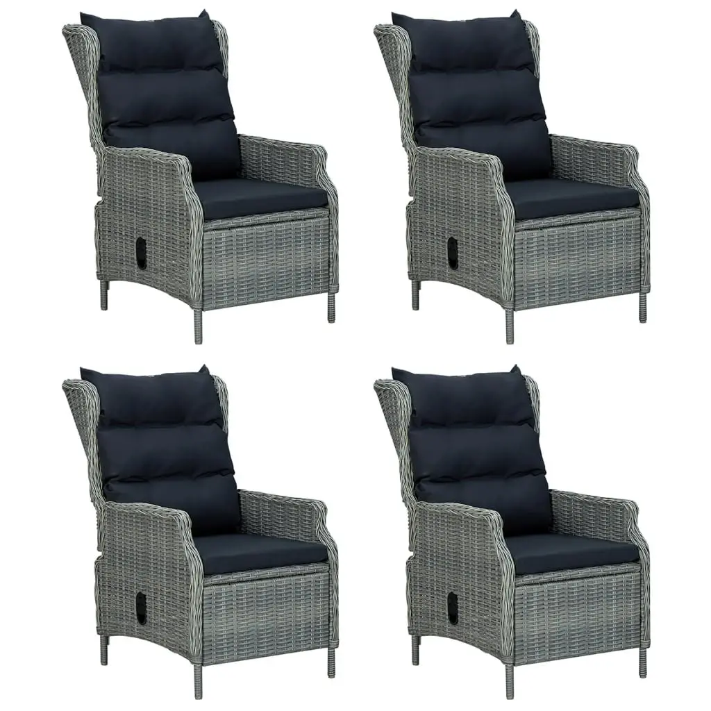Garden Dining Set 5 Piece Outdoor Furniture Grey Poly Rattan Patio Table Chairs