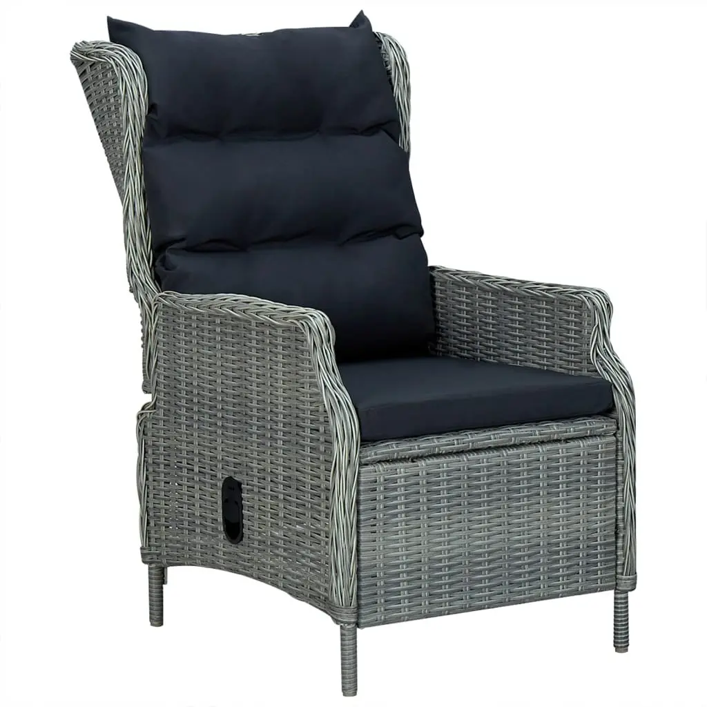 Garden Dining Set 5 Piece Outdoor Furniture Grey Poly Rattan Patio Table Chairs