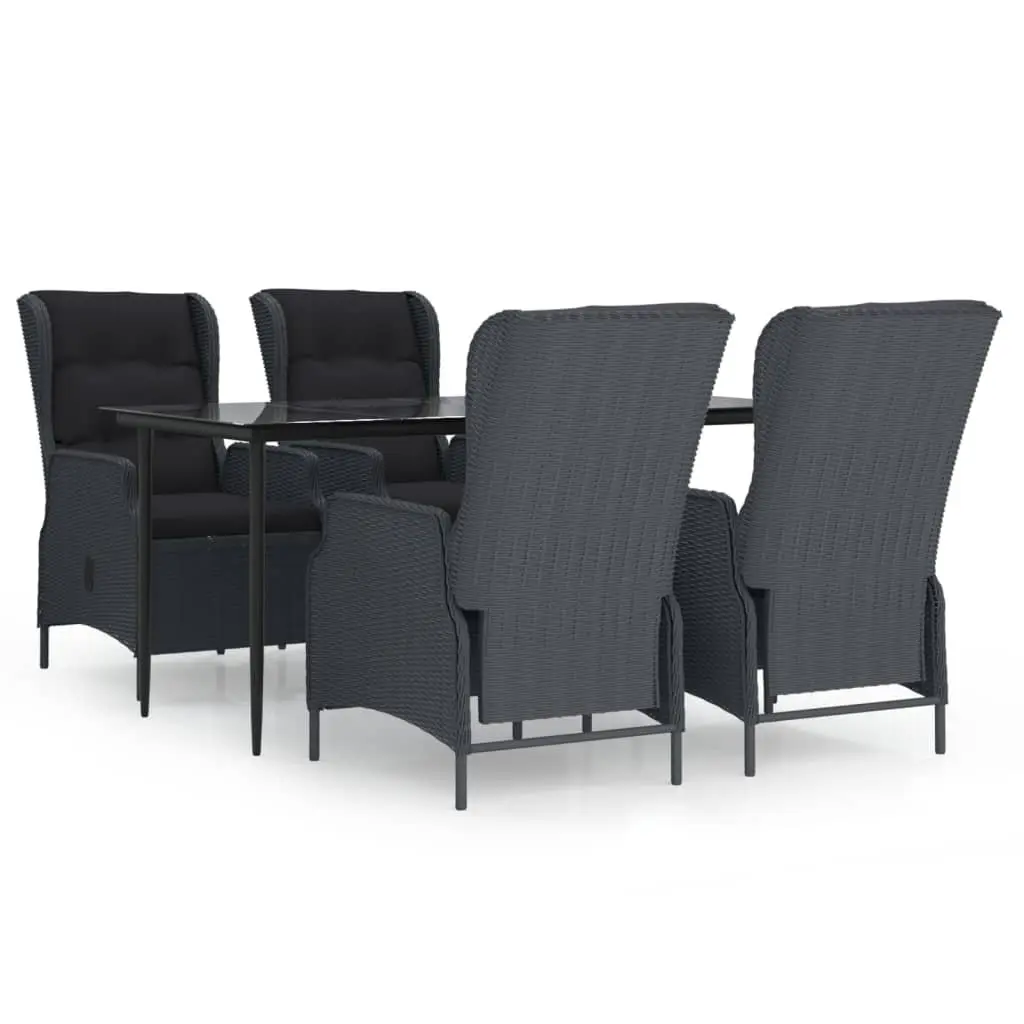 5 Piece Outdoor Dining Set Garden Furniture Grey Poly Rattan Patio Table Chairs