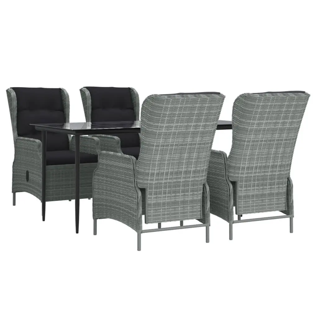 Garden Dining Set 5 Piece Outdoor Furniture Grey Poly Rattan Patio Table Chairs