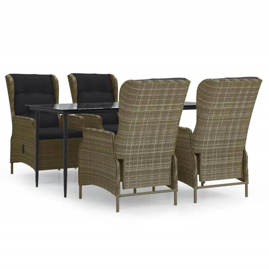 5 Piece Garden Dining Set Outdoor Patio Furniture Brown Rattan Table Chairs