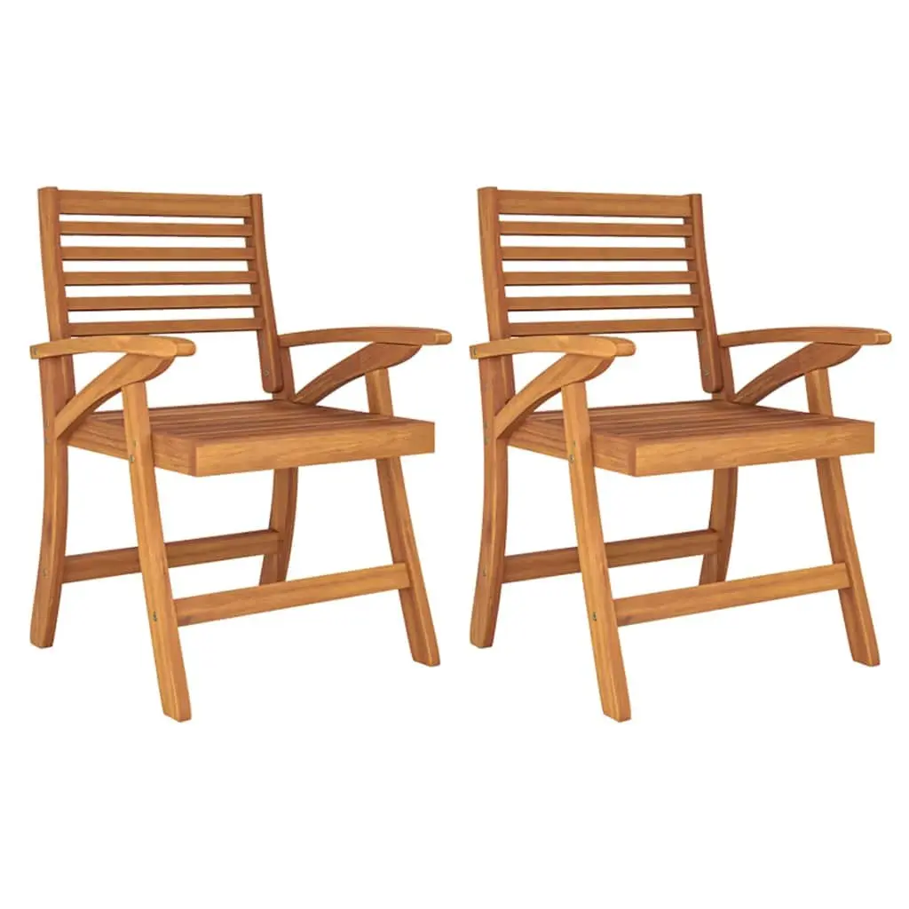Garden Dining Set 3 Piece Outdoor Patio Furniture Brown Acacia Wood Table Chairs