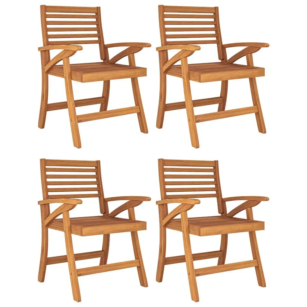 Garden Dining Set 5 Piece Outdoor Furniture Brown Solid Wood Acacia Table Chairs