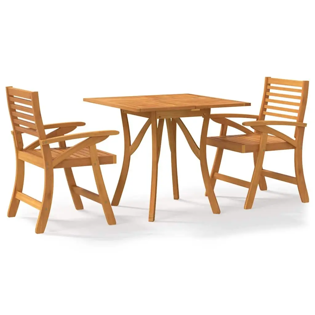 Garden Dining Set 3 Piece Outdoor Furniture Acacia Wood Table Chairs Brown