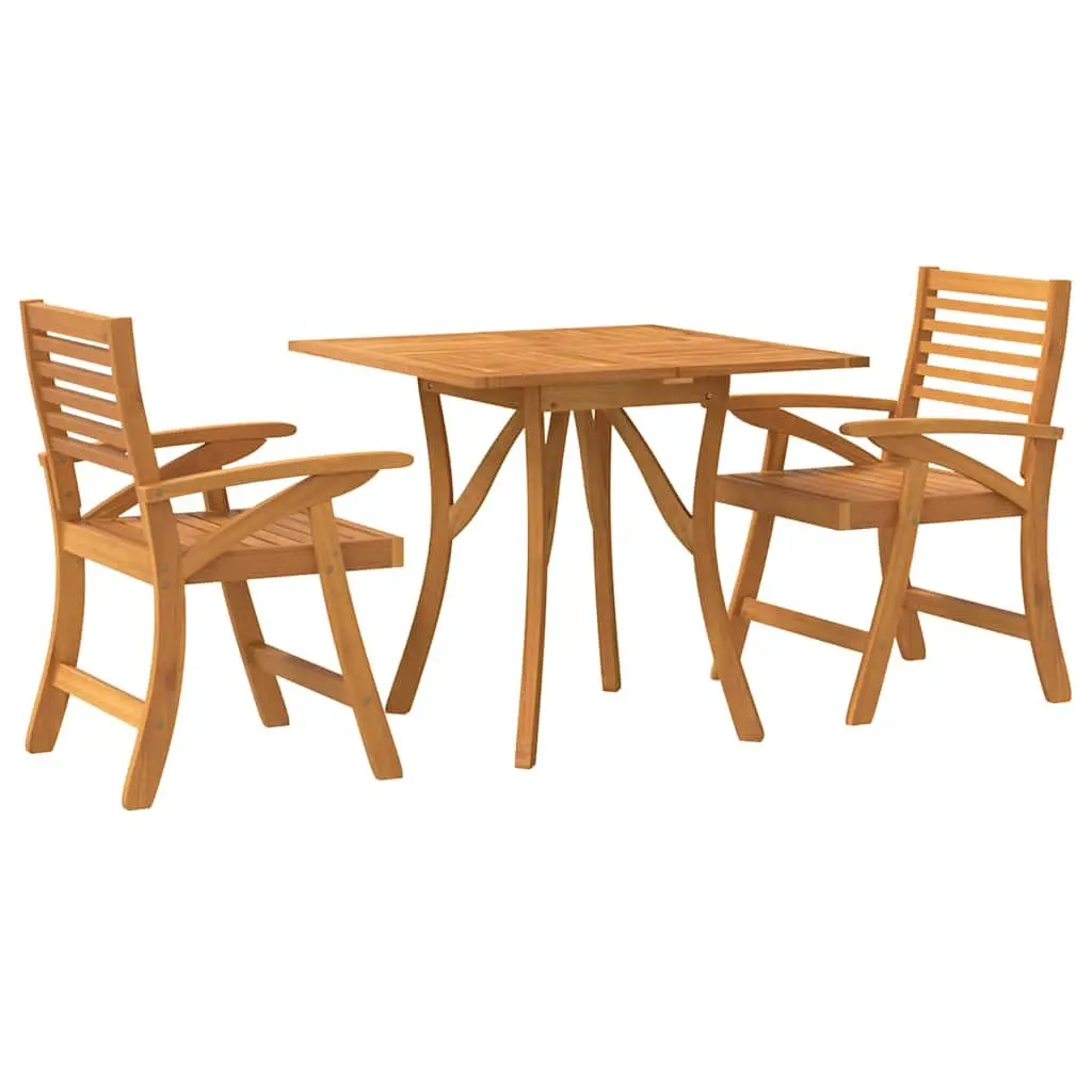 Garden Dining Set 3 Piece Outdoor Furniture Acacia Wood Table Chairs Brown