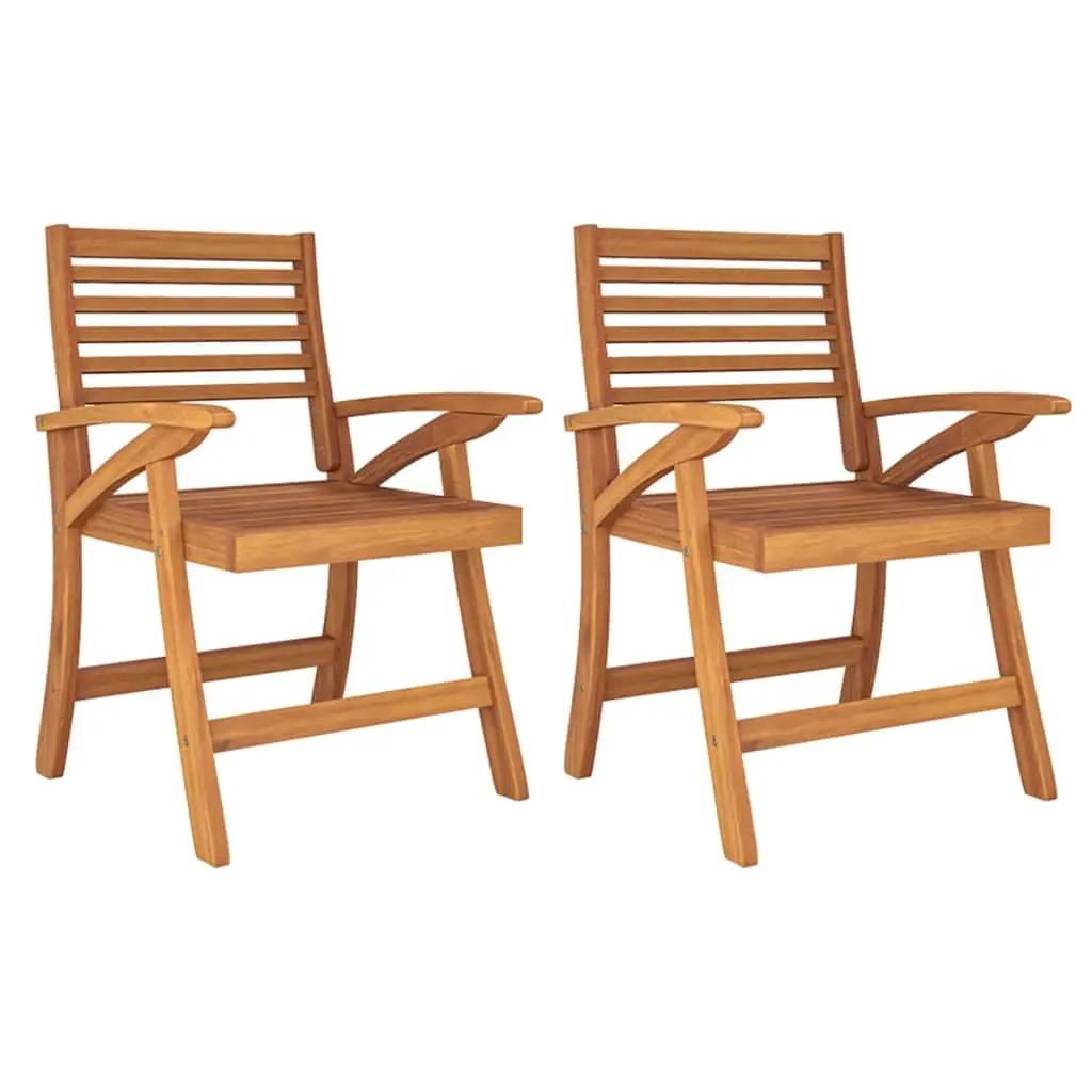 Garden Dining Set 3 Piece Outdoor Furniture Acacia Wood Table Chairs Brown
