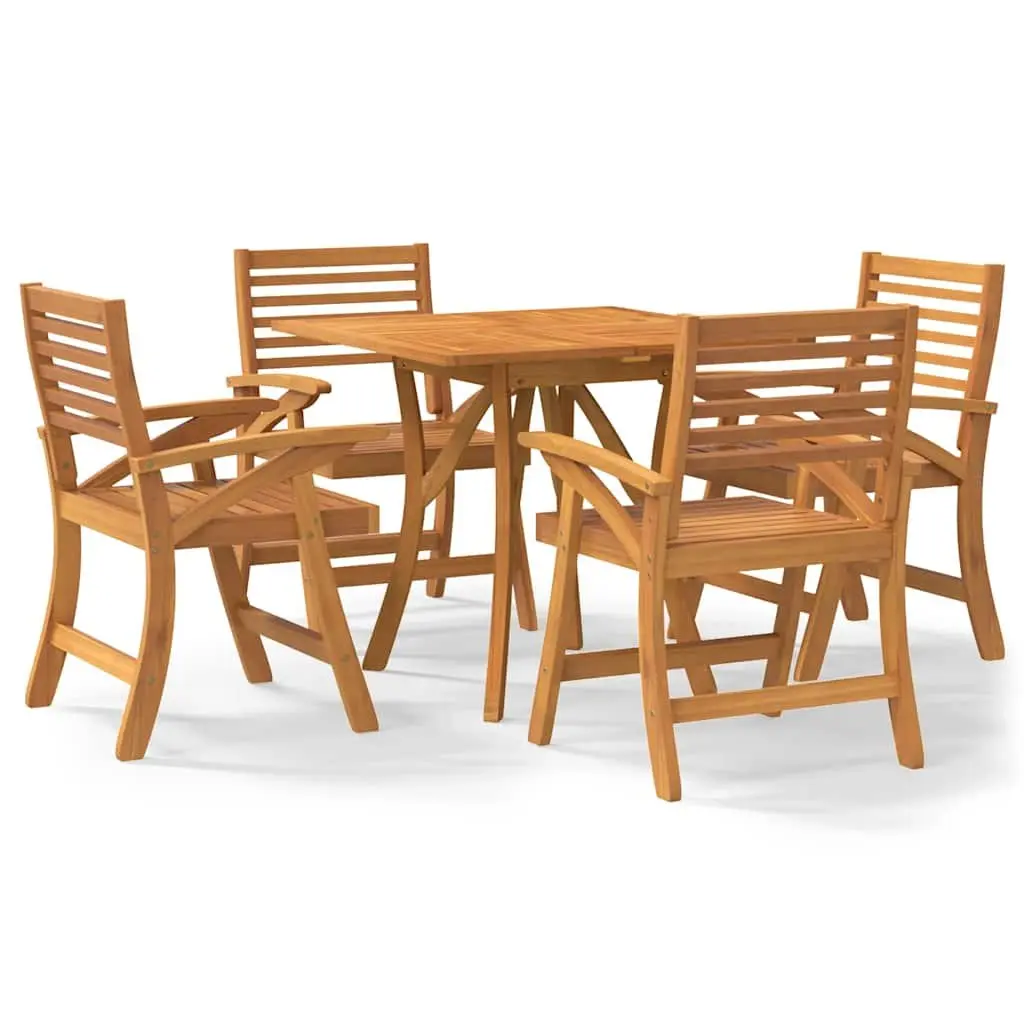 5 Piece Garden Dining Set Solid Acacia Wood Brown Outdoor Furniture