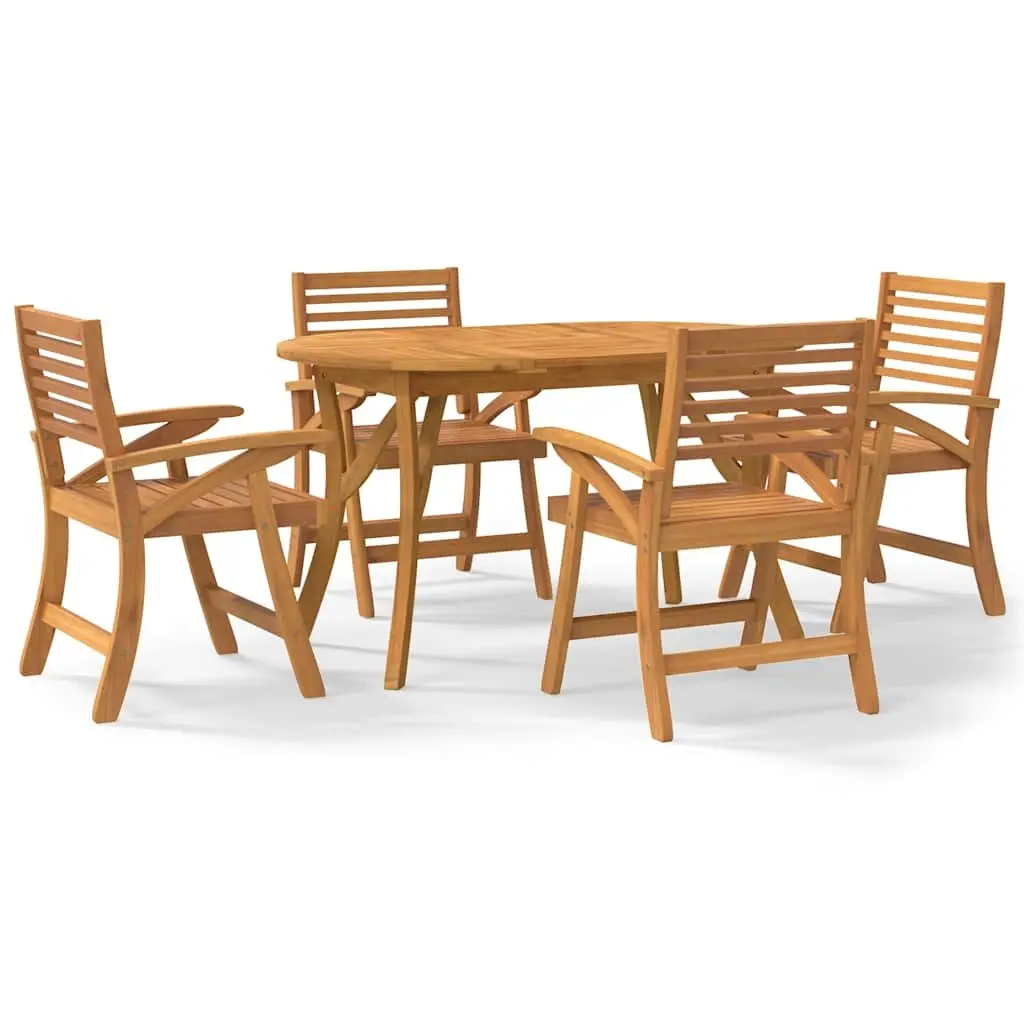 5 Piece Garden Dining Set Solid Acacia Wood Outdoor Patio Furniture Brown