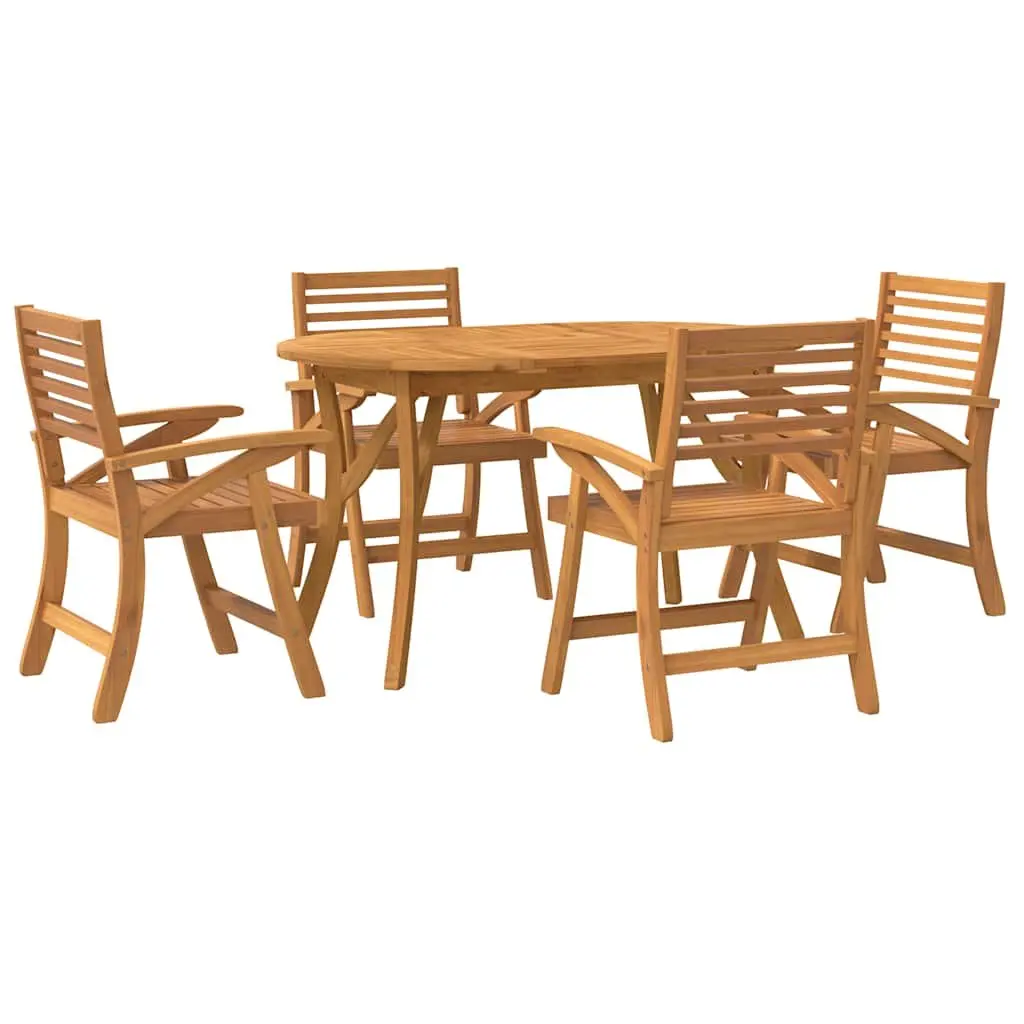5 Piece Garden Dining Set Solid Acacia Wood Outdoor Patio Furniture Brown