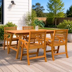 Outdoor Chairs 4 pcs Garden Patio Seating Brown Wooden Furniture Set