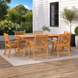 Outdoor Garden Chairs 6 pcs Brown Solid Wood Acacia Patio Seating Armrest