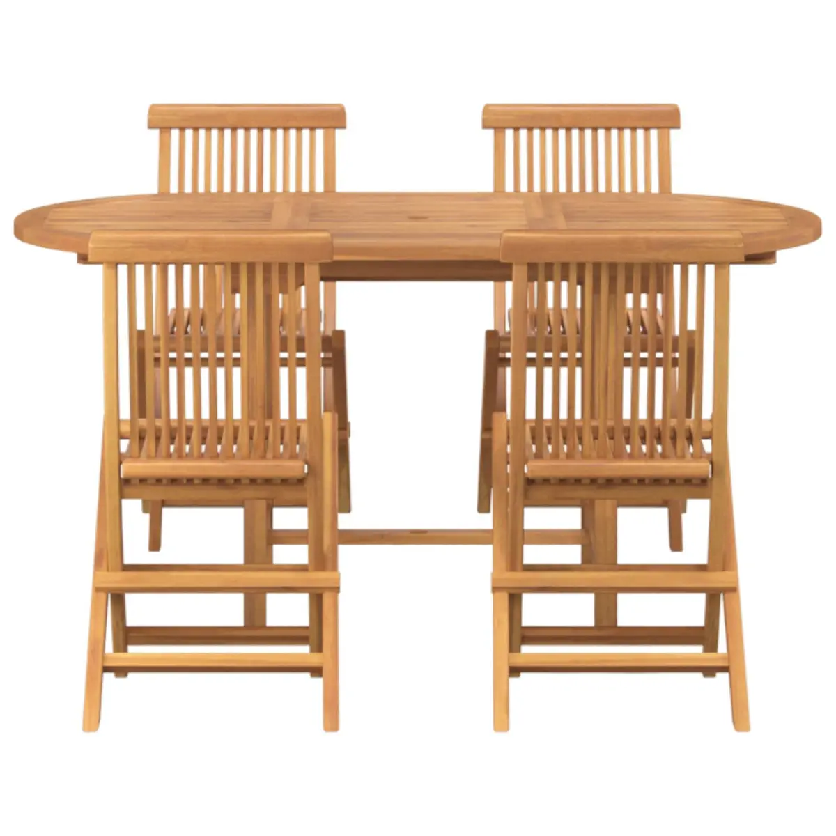 Outdoor Dining Set Solid Teak Wood 5 Piece Brown