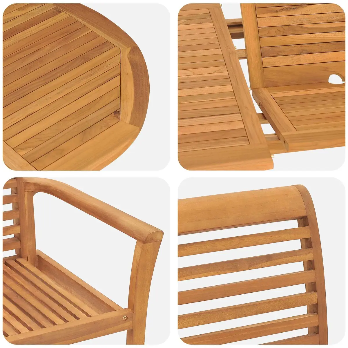 Garden Dining Set Solid Teak Wood 7 Pieces Brown Outdoor Table Chairs