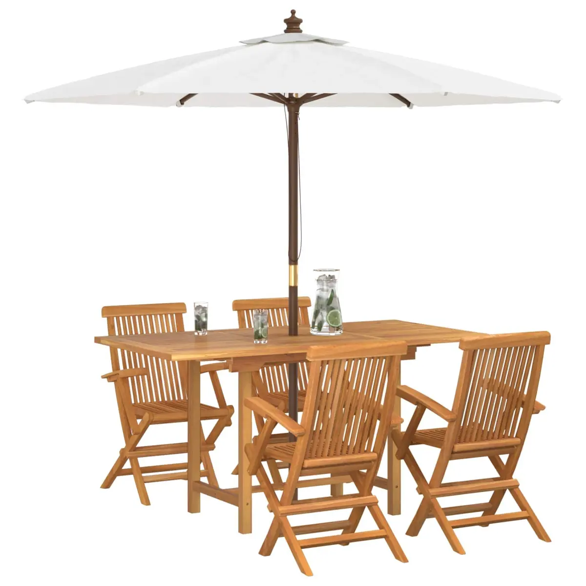 Garden Dining Set Solid Teak Wood 5 Piece Outdoor Furniture Brown