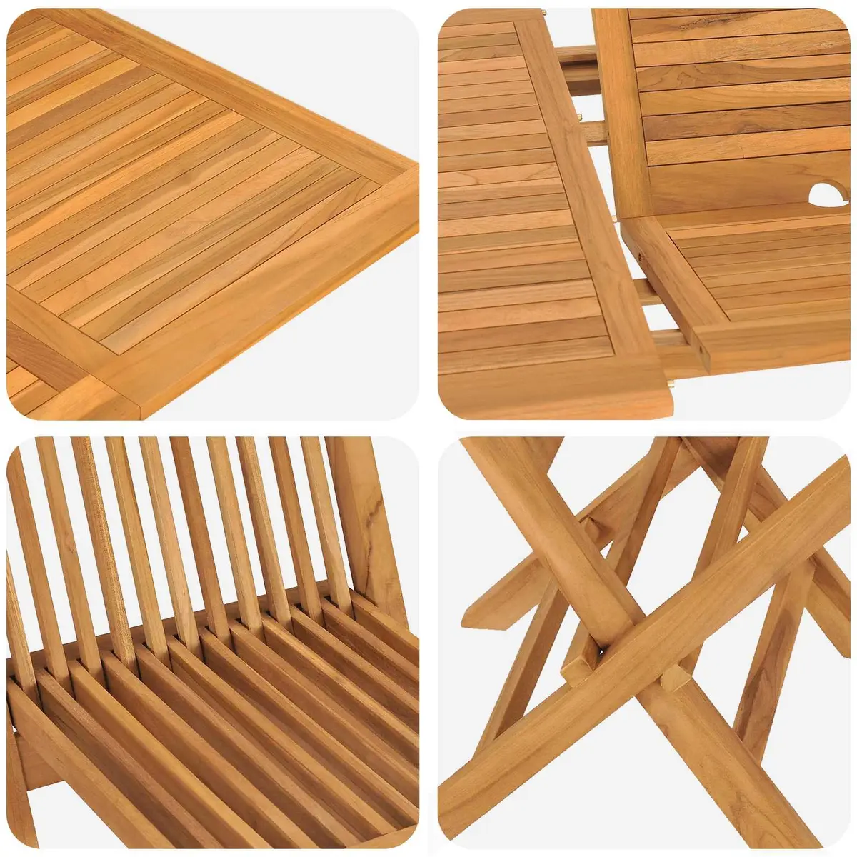 Garden Dining Set Solid Teak Wood 5 Piece Outdoor Furniture Brown