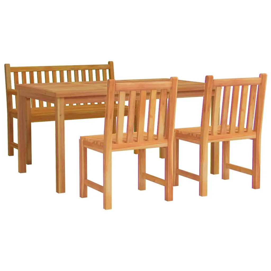 Garden Dining Set Solid Teak Wood 4 Piece Outdoor Furniture Brown