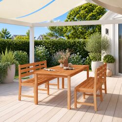 Garden Dining Set 3 Piece Outdoor Furniture Teak Wood Table Benches Patio
