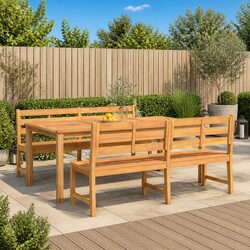 Outdoor Garden Dining Set 3 Piece Solid Teak Wood Table Bench Furniture Brown