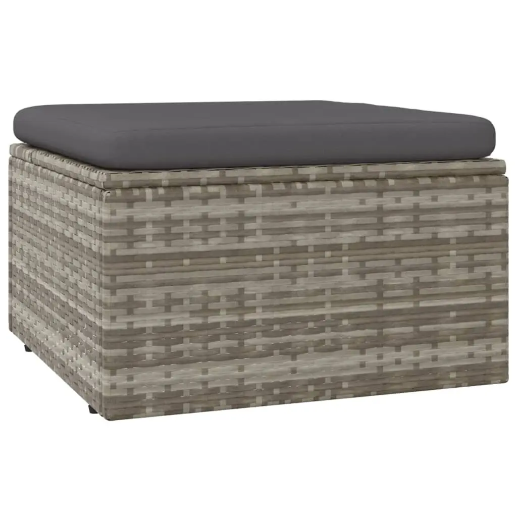 5 Piece Garden Lounge Set with Cushions Grey Poly Rattan Outdoor Patio Furniture