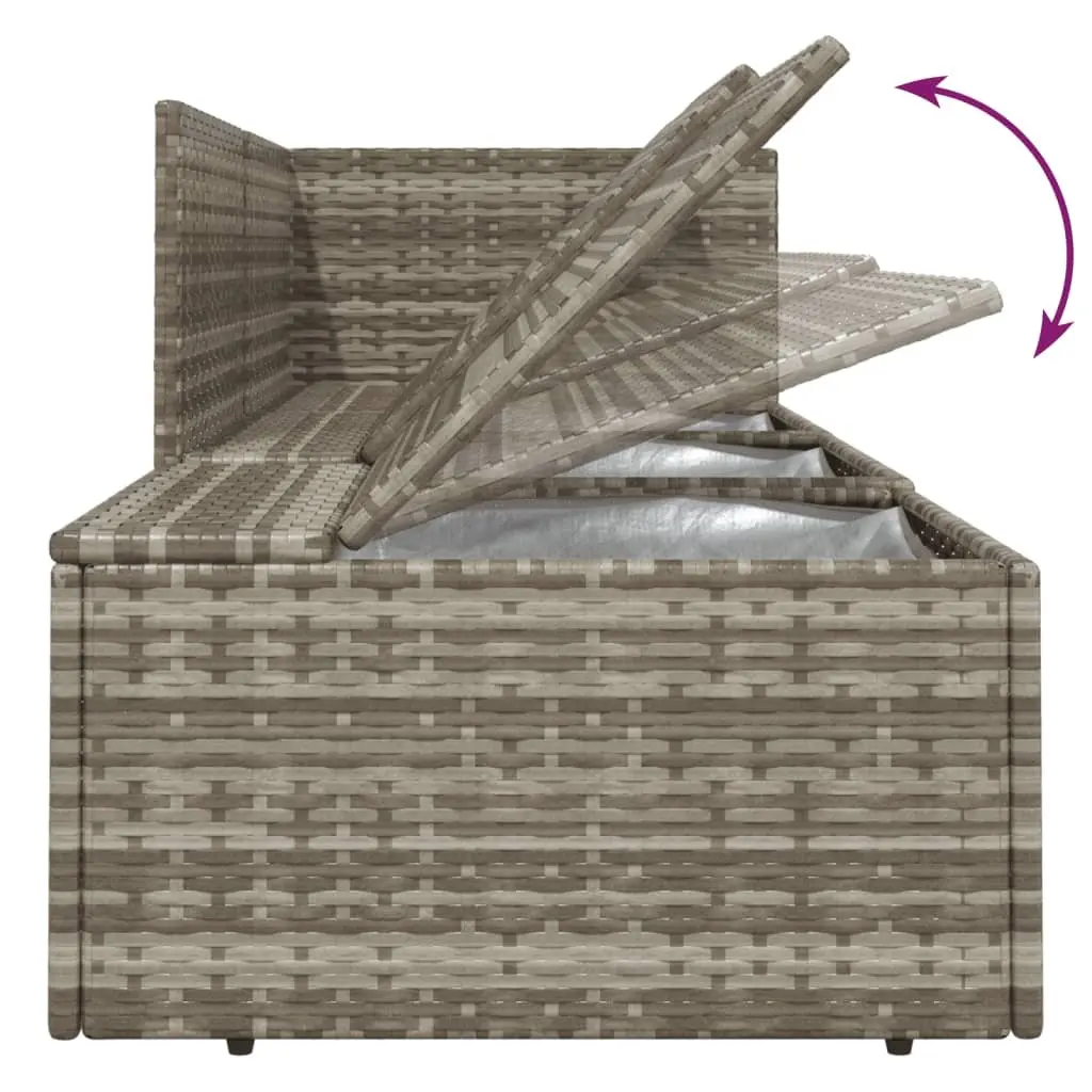 5 Piece Garden Lounge Set with Cushions Grey Poly Rattan Outdoor Patio Furniture