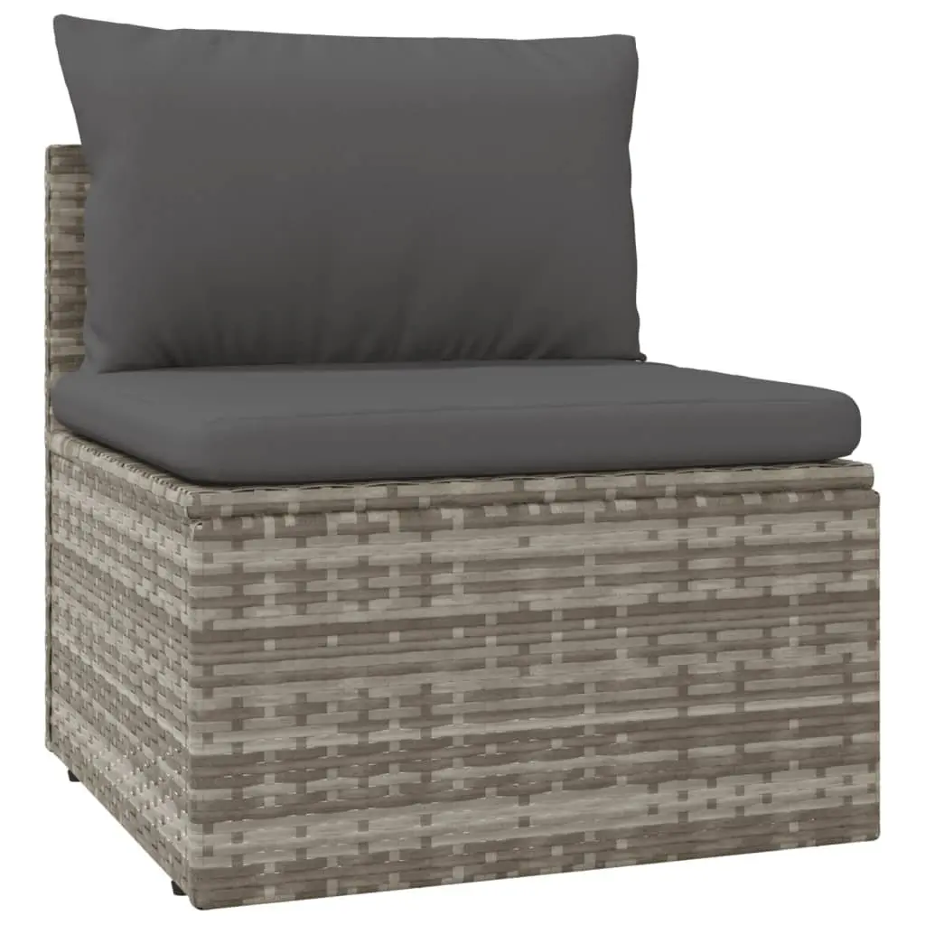 5 Piece Garden Lounge Set Grey Poly Rattan Outdoor Furniture with Cushions