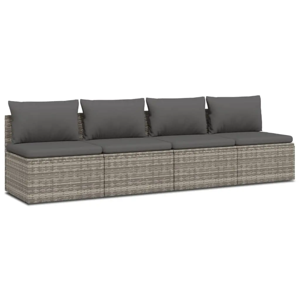 Garden Lounge Set 4 Piece Outdoor Furniture Grey Poly Rattan with Cushions