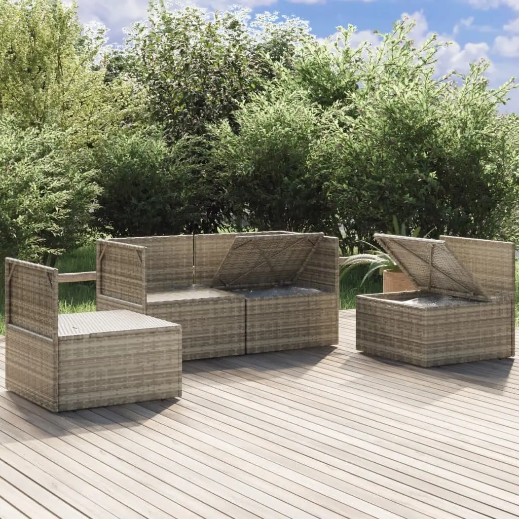 4 Piece Garden Lounge Set Outdoor Furniture Poly Rattan Grey with Cushions