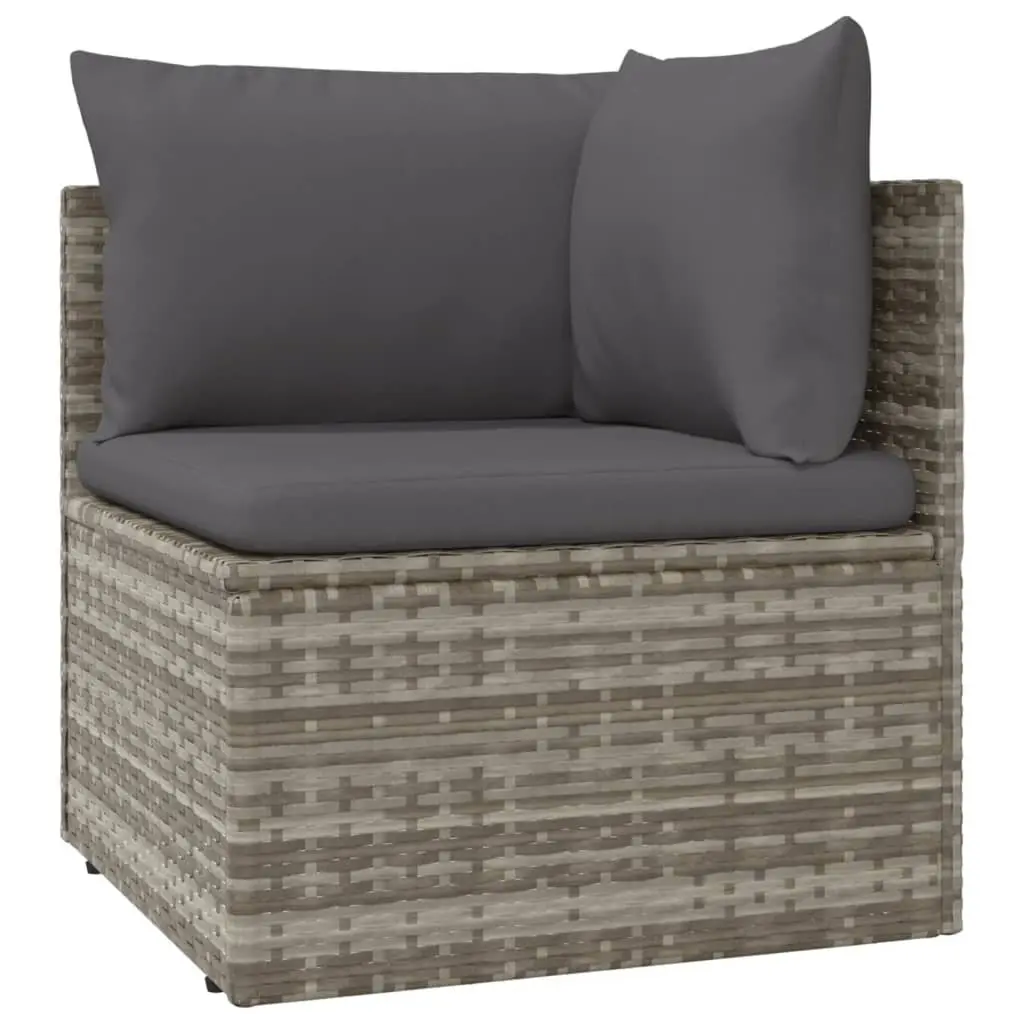 7 Piece Garden Lounge Set Grey Poly Rattan Outdoor Furniture with Cushions