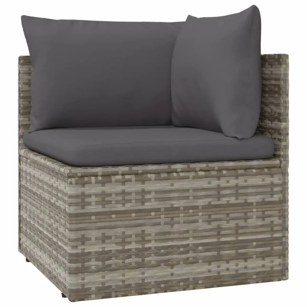 Garden Corner Sofas 8 Piece Grey Outdoor Furniture Set with Storage Cushions