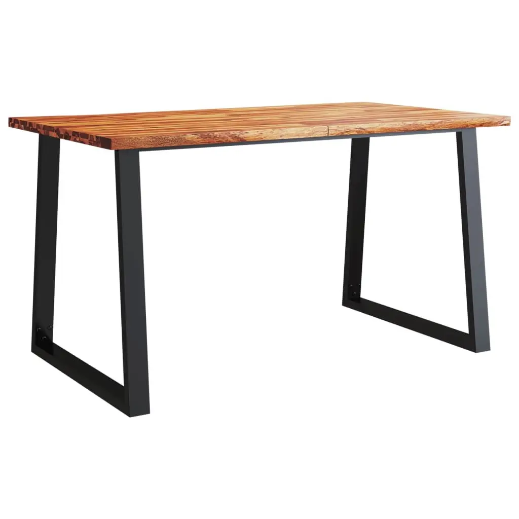 Dining Set 3 Piece Live Edge Acacia Wood Kitchen Table Bench Chairs Brown