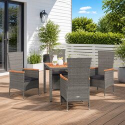 Garden Dining Set 5 Piece Outdoor Patio Furniture with Cushions Grey Rattan