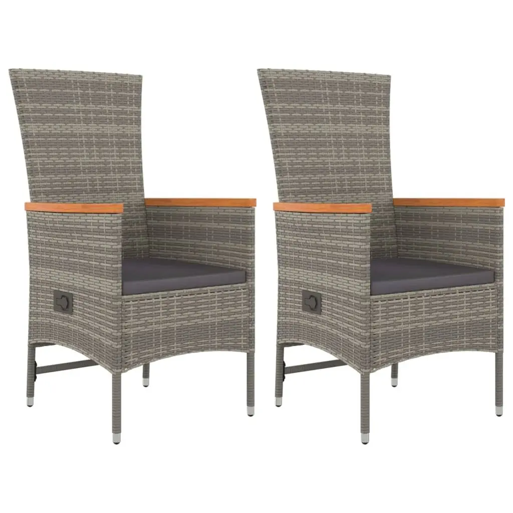 Garden Dining Set 3 Piece Outdoor Furniture Grey Poly Rattan Chairs Table