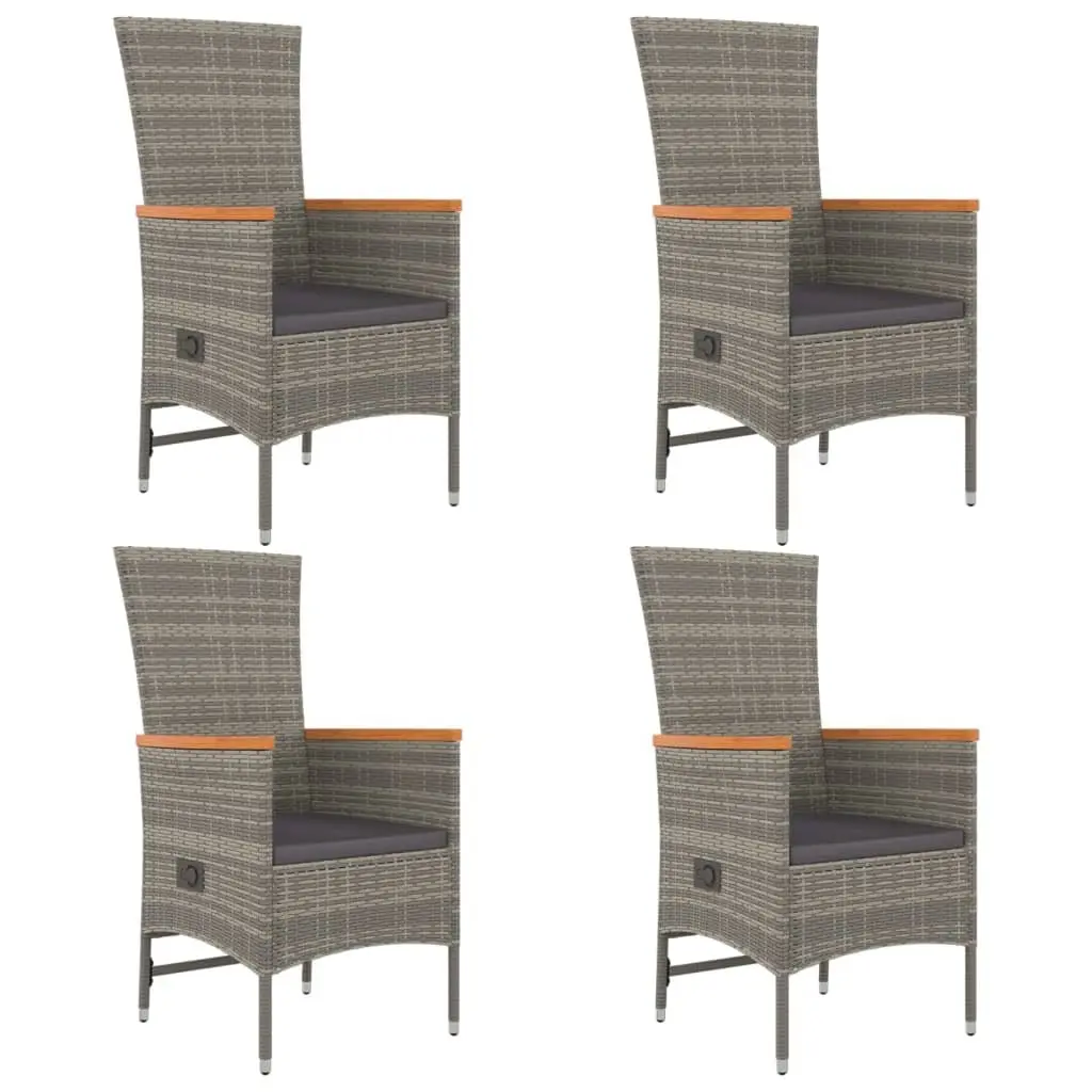 5 Piece Outdoor Dining Set Grey Poly Rattan Chairs Table Garden Patio Furniture